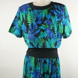 VTG 90s Paquette Too! Tropical Green Blue Sz 12